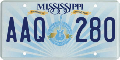 MS license plate AAQ280