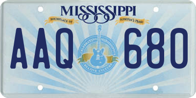 MS license plate AAQ680