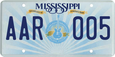 MS license plate AAR005