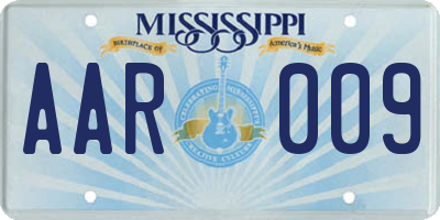 MS license plate AAR009