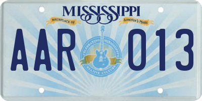 MS license plate AAR013