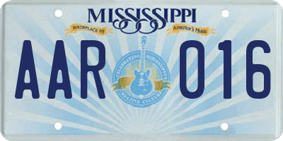 MS license plate AAR016