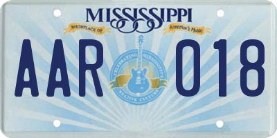 MS license plate AAR018