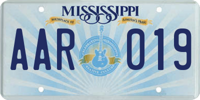 MS license plate AAR019