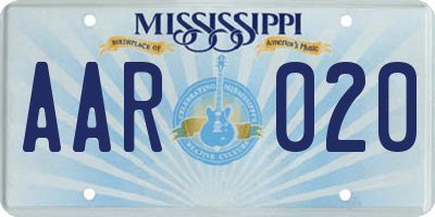 MS license plate AAR020