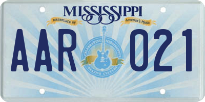 MS license plate AAR021