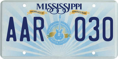 MS license plate AAR030