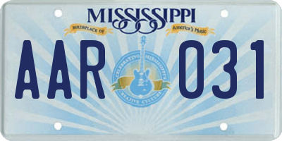 MS license plate AAR031