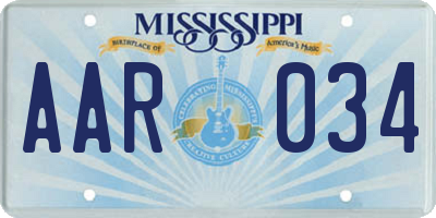 MS license plate AAR034