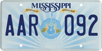 MS license plate AAR092