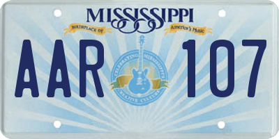 MS license plate AAR107