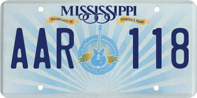 MS license plate AAR118