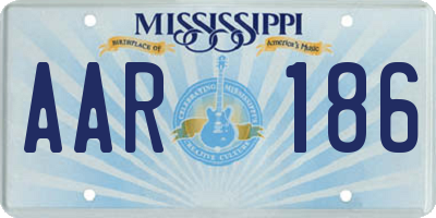 MS license plate AAR186