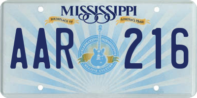 MS license plate AAR216