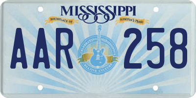 MS license plate AAR258