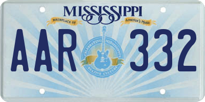 MS license plate AAR332