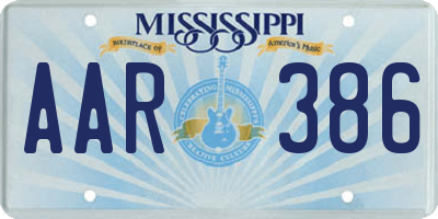 MS license plate AAR386