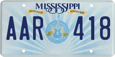 MS license plate AAR418