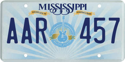 MS license plate AAR457