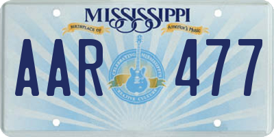 MS license plate AAR477