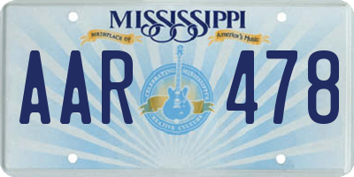 MS license plate AAR478