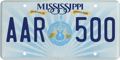 MS license plate AAR500