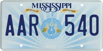MS license plate AAR540