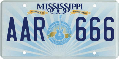 MS license plate AAR666