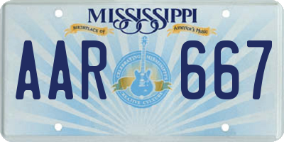 MS license plate AAR667