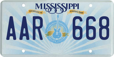 MS license plate AAR668