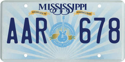 MS license plate AAR678