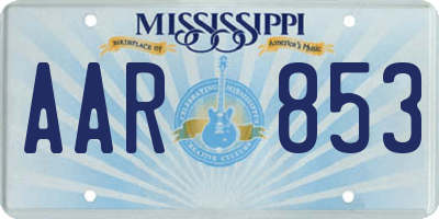 MS license plate AAR853