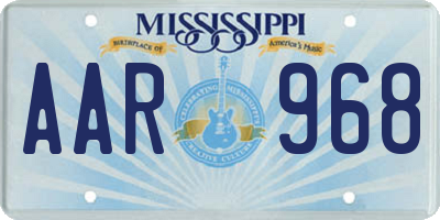 MS license plate AAR968