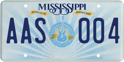 MS license plate AAS004