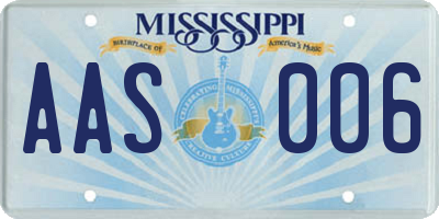 MS license plate AAS006