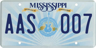 MS license plate AAS007