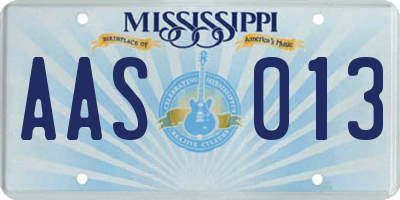 MS license plate AAS013