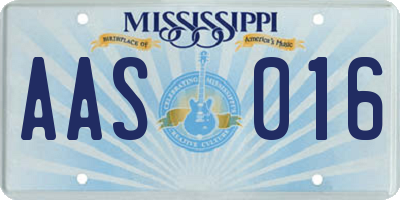 MS license plate AAS016