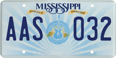 MS license plate AAS032