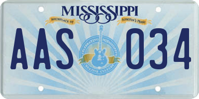 MS license plate AAS034