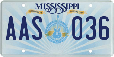 MS license plate AAS036