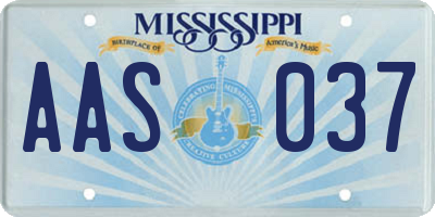 MS license plate AAS037