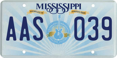 MS license plate AAS039