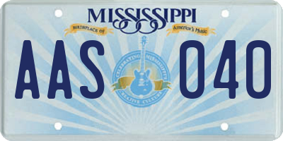 MS license plate AAS040