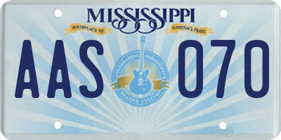 MS license plate AAS070