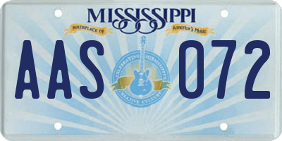 MS license plate AAS072