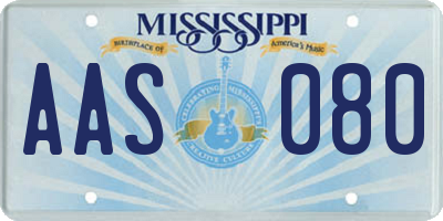 MS license plate AAS080