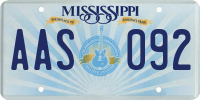 MS license plate AAS092