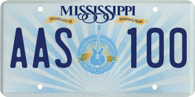 MS license plate AAS100