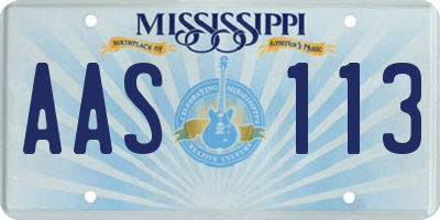 MS license plate AAS113